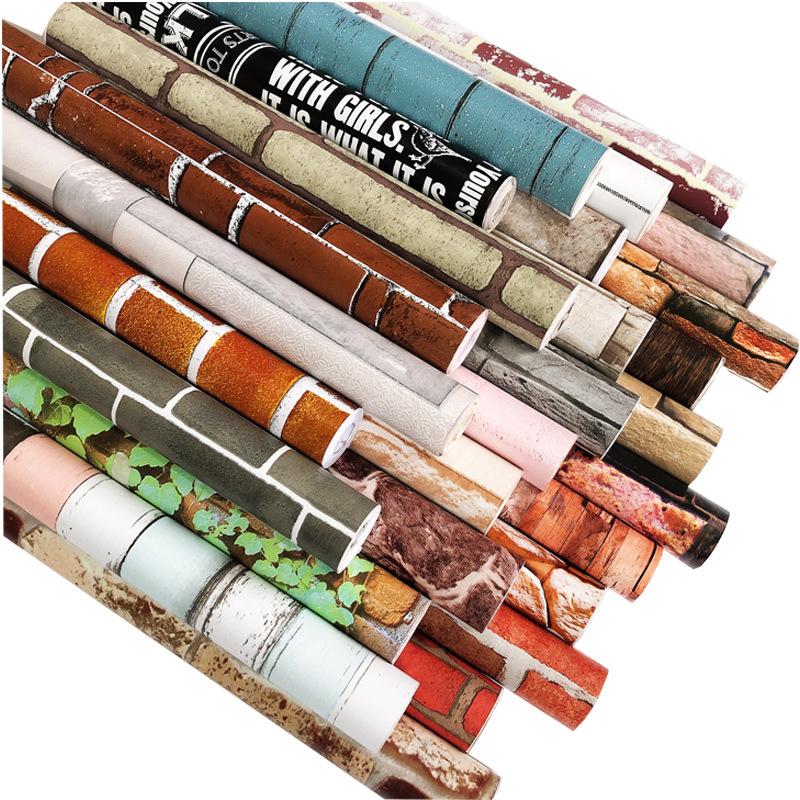 vintage brick pattern self-adhesive wallpaper self-adhesive wallpaper adhesive imitation brick sticker store bedroom living room and dormitory background wallpaper Item Picture