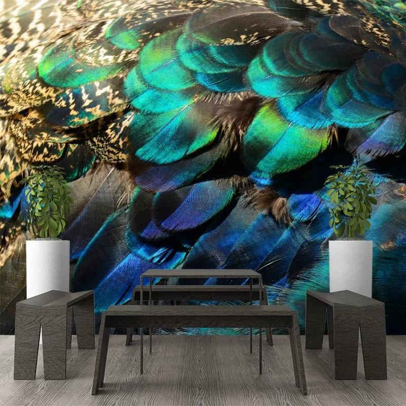nordic feather wallpaper self-adhesive 8d tv background wall wallpaper living room live studio bedroom wallpaper 3d three-dimensional mural details Picture