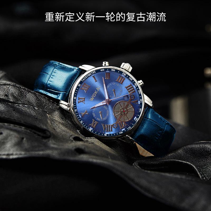 2023 new wokai wokai business watch quartz sport watch casual belt men's watch men's watch Specification drawing