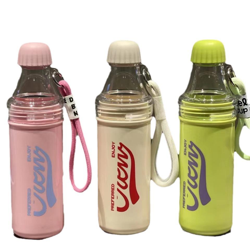 new diy cooled boiled water kettle plastic cup tumbler creative portable removable wooden cup with rope handle sports cup Item Picture