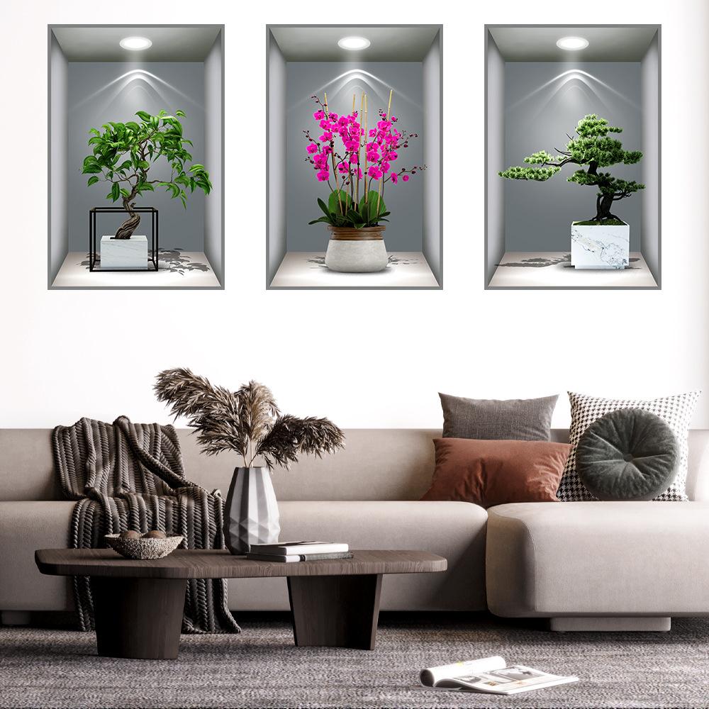 only darkstory plant flower 3d effect potted stickers aisle stairs decorative painting hotel restaurant wallpaper self-adhesive painting Application Scenario