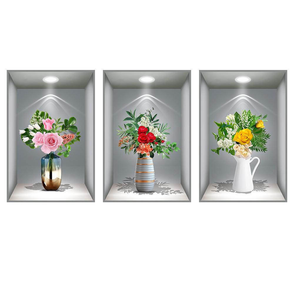 only darkstory plant flower 3d effect potted stickers aisle stairs decorative painting hotel restaurant wallpaper self-adhesive painting Item Picture
