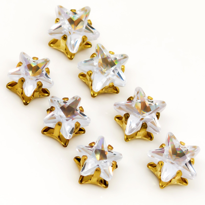 五角星锆石爪配件毛坯配件铜配件可做耳钉批发手机壳装饰配件美甲饰品