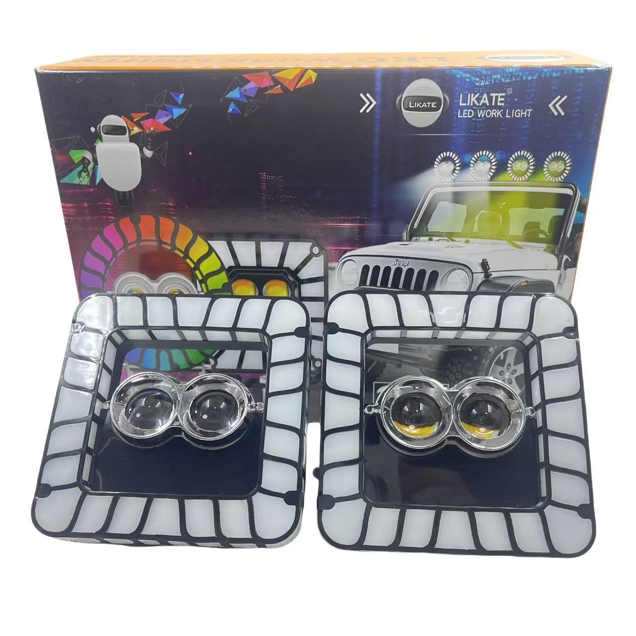 New LED lights for cars and motorcycles, ultra-bright work lights, 12V-80V universal iridescent spotlights details Picture