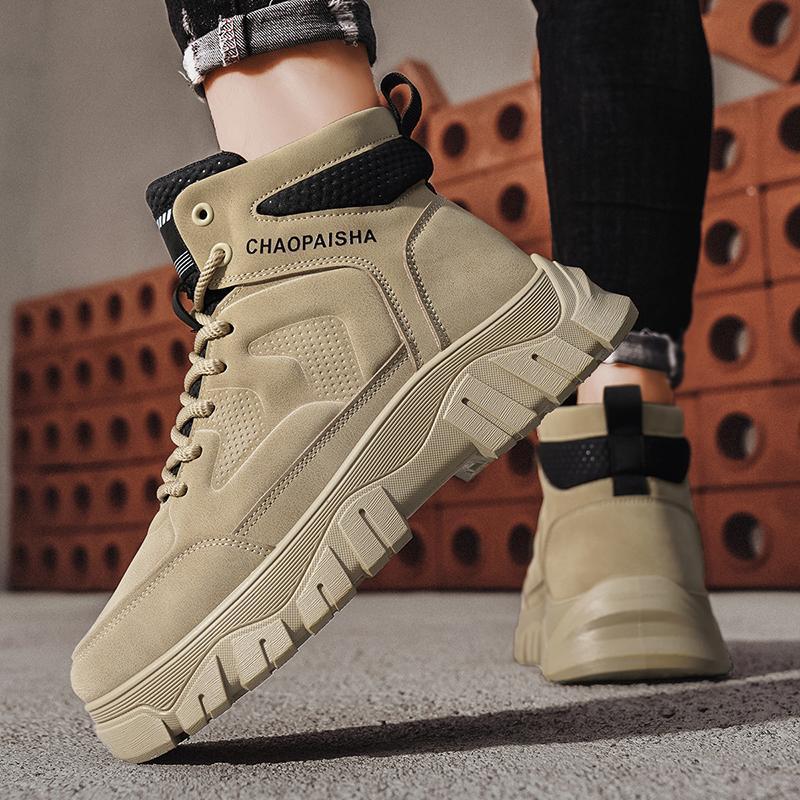 men's shoes autumn and winter new mid-top platform outdoor work shoes non-slip wear-resistant casual sports men high-top martin boots Application Scenario