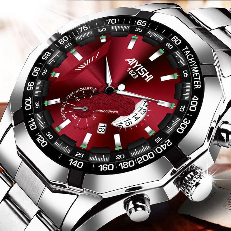 wokai watch calendar steel belt non-mechanical watch men's watch men's fashion business korean version men's watch details Picture