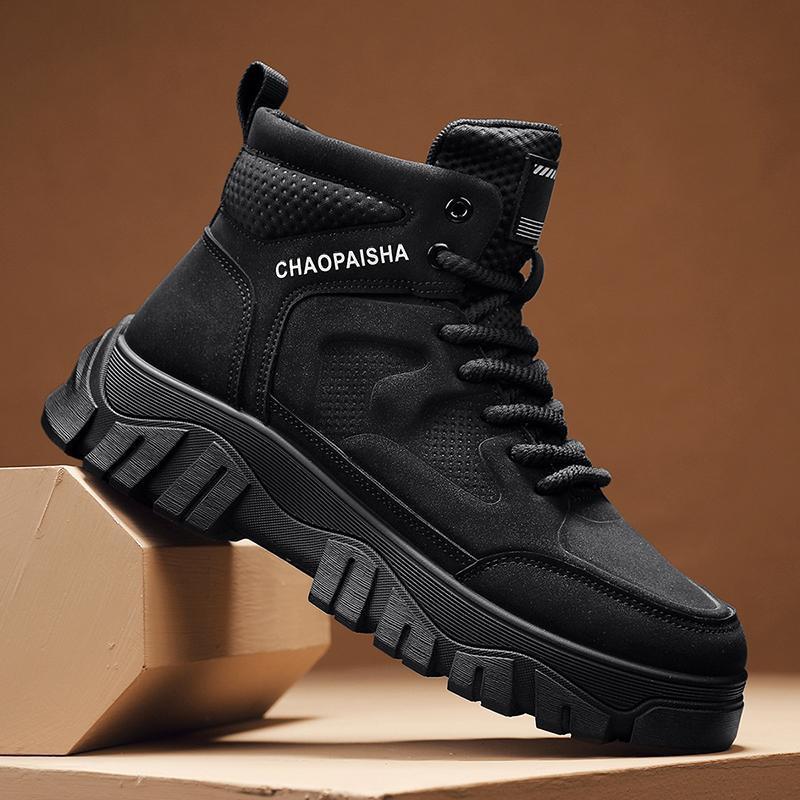 men's shoes autumn and winter new mid-top platform outdoor work shoes non-slip wear-resistant casual sports men high-top martin boots Specification drawing