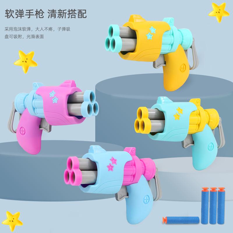 New Boys' Toy Mini Gun Manual Soft Bullet Three Bullet Gun Indoor 3-6 Years Old Children Toy Gun Application Scenario