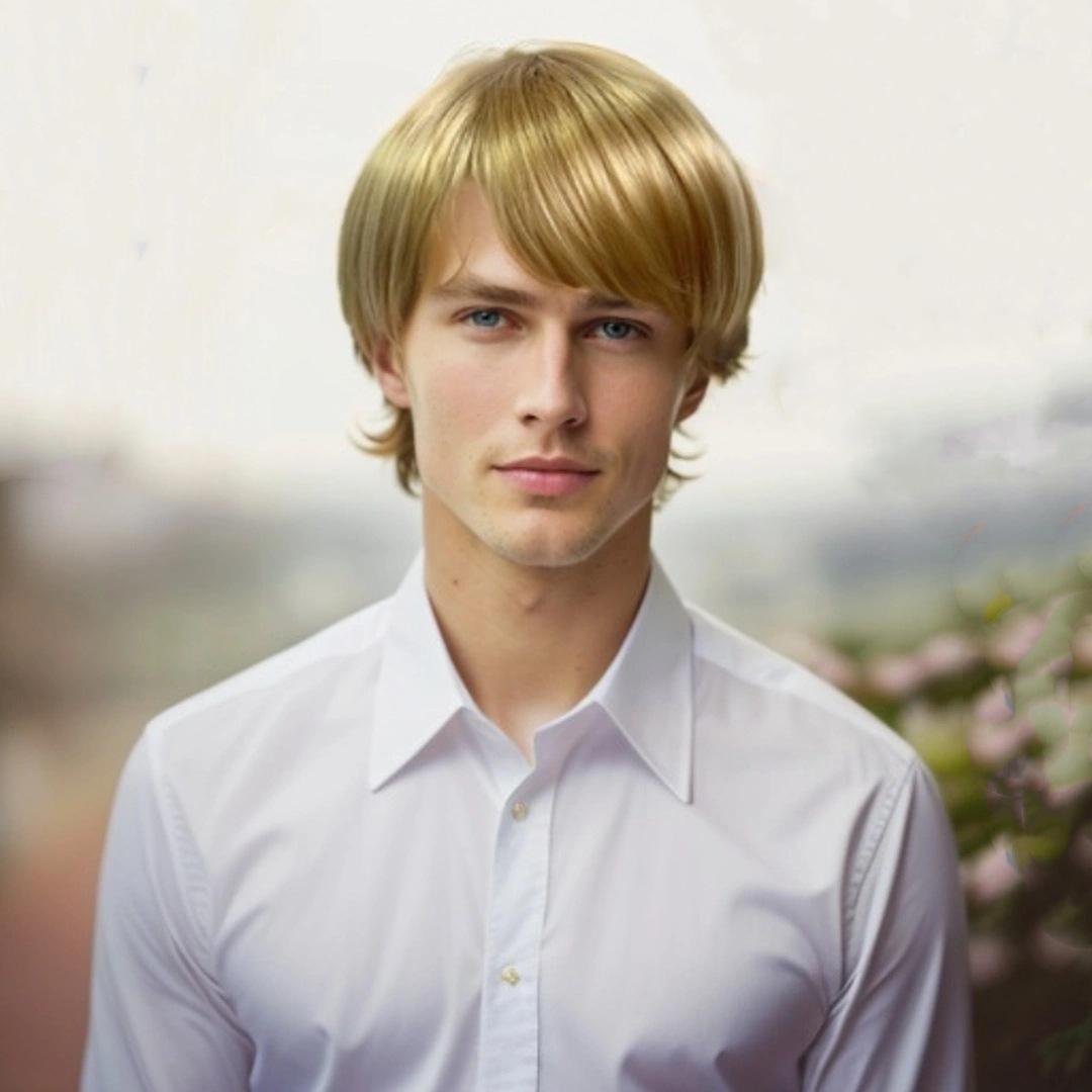 tiktok best seller in europe and america wig for men side bangs fluffy short straight hair simulation scalp chemical fiber wig sheath wholesale
