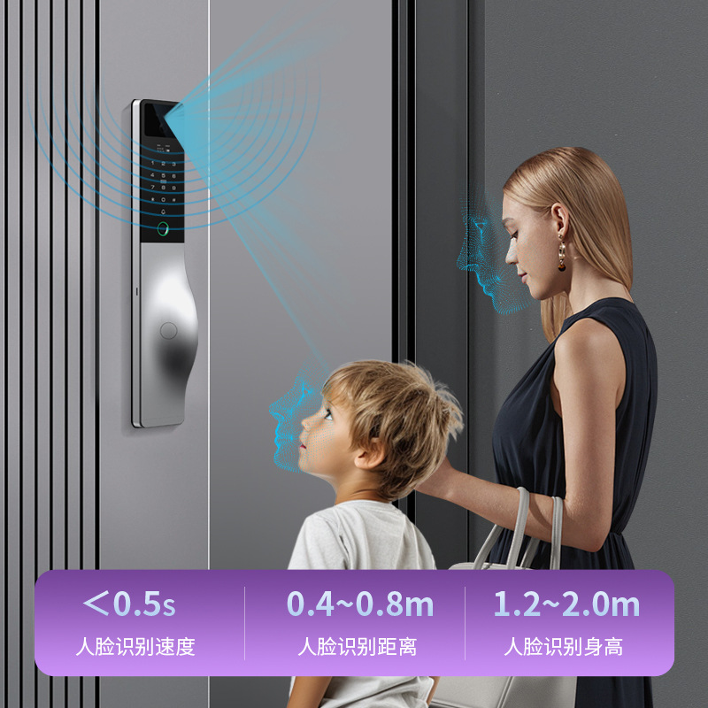 Tuya Smart Facial recognition, wifi, fingerprint, password, card Swiping, Fully automatic large screen Smart Lock pic 1