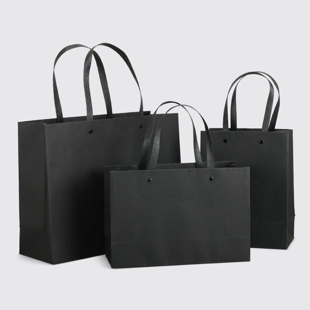 black card rivet paper bag advertising printing logo clothes' packaging portable shopping bag gift bag paper bag Item Picture