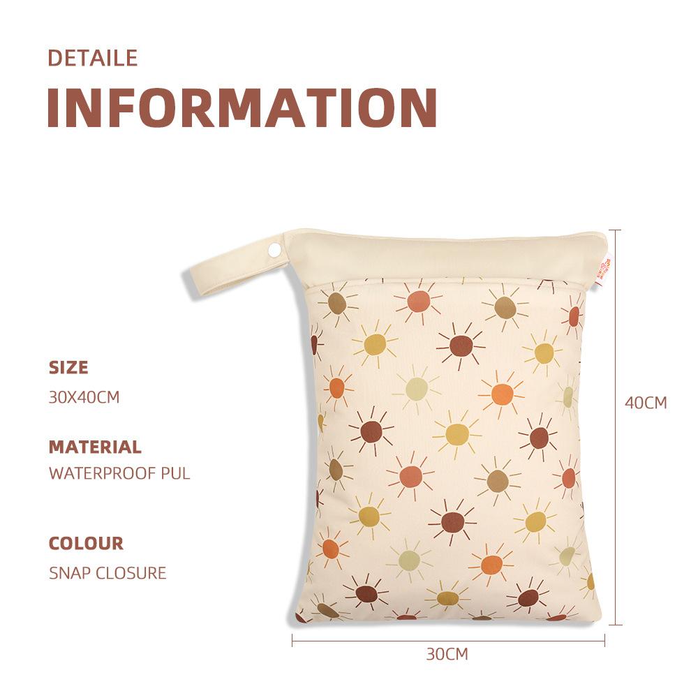 nordic printing hanging storage bag cross-border hot sale baby diaper bag wetbag dry wet separation double-layer waterproof bag details Picture