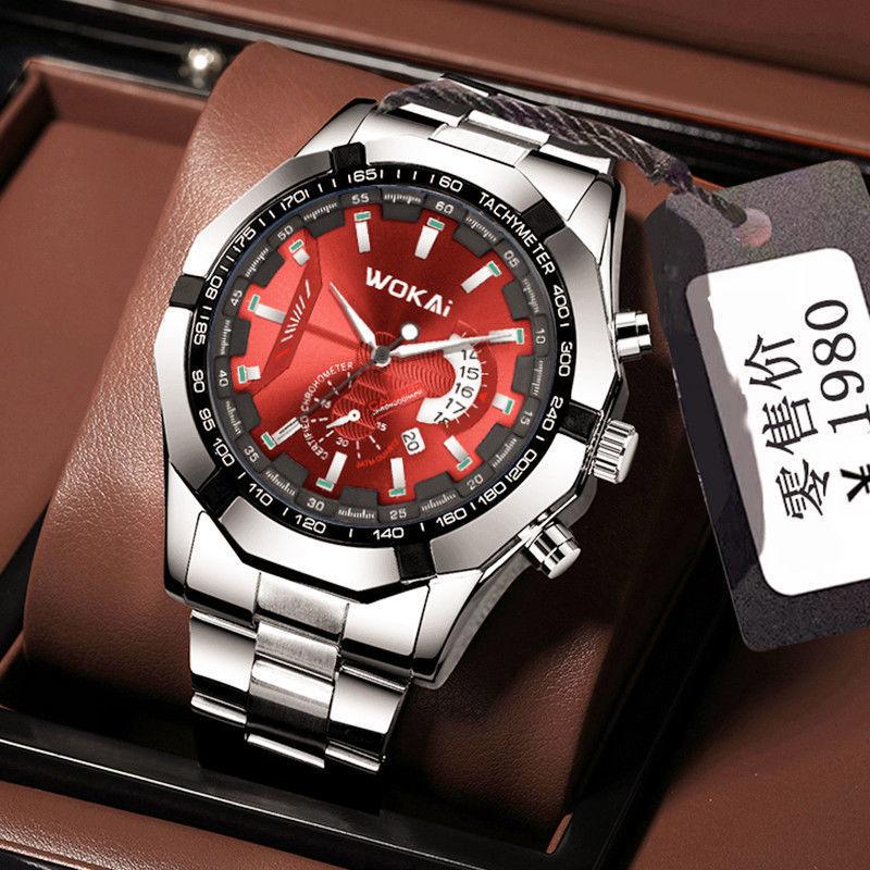 wokai watch calendar steel belt non-mechanical watch men's watch men's fashion business korean version men's watch full figure
