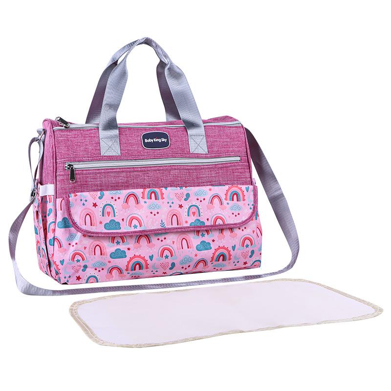 2024 amazon baby diaper bag multifunctional tote single-shoulder mommy bag bright color large capacity quilting maternity package details Picture