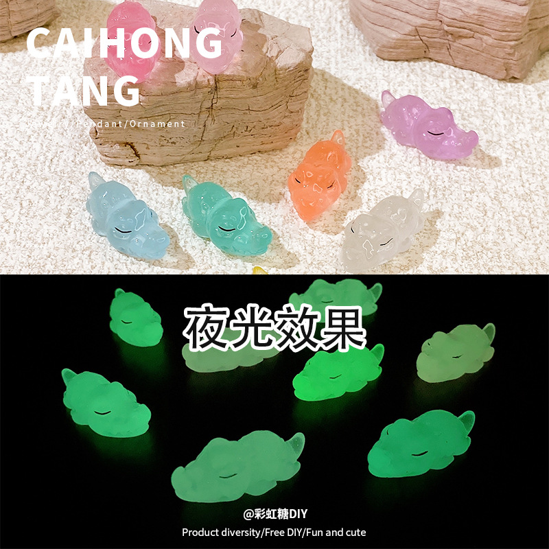 卡通树脂立体配件夜光鳄鱼公仔摆件 DIY钥匙扣手机壳挂件车载桌面摆件饰品配件批发
