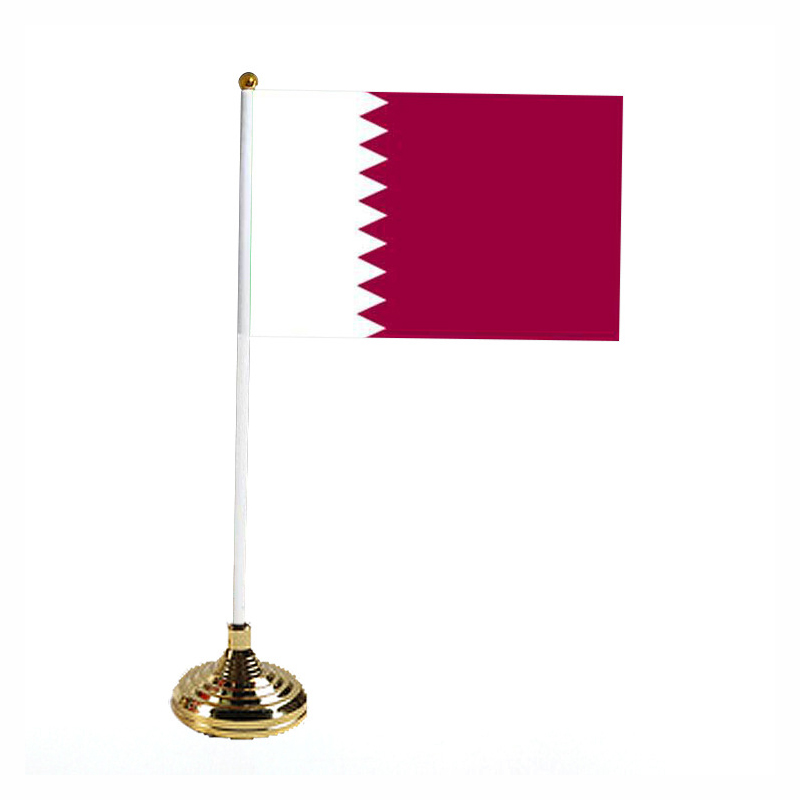 Amazon office desk flag, 15*21cm polyester small flag, plastic flagpole ornament with base, custom-made desk flag Item Picture