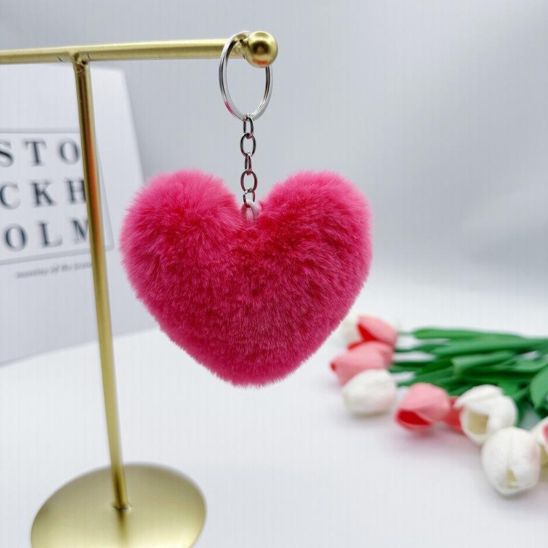 solid color peach heart lovely key buckle handbag pendant plush wholesale red pink peach heart ornaments small gifts wholesale Application Scenario