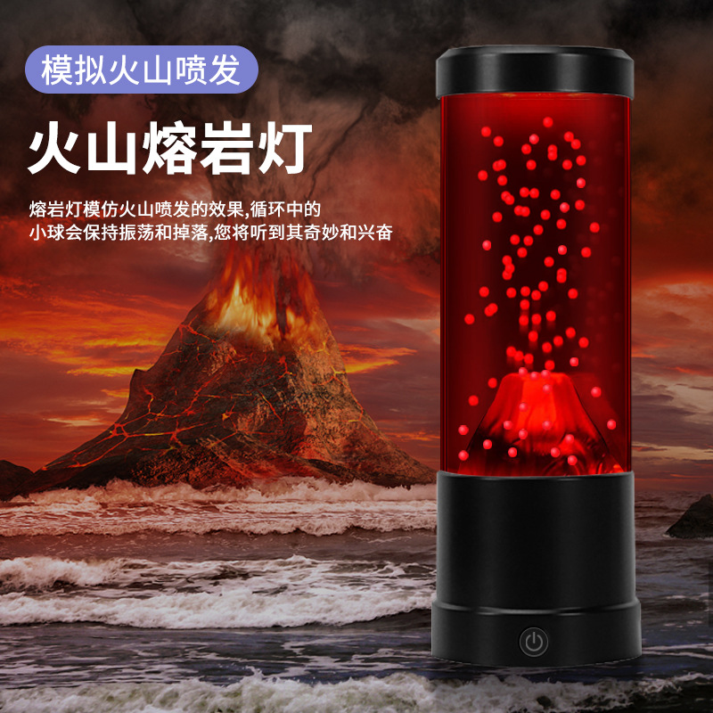 工厂批发亚马逊led小夜灯火山创意夜灯礼物 装饰氛围灯USB 熔岩灯详情图5