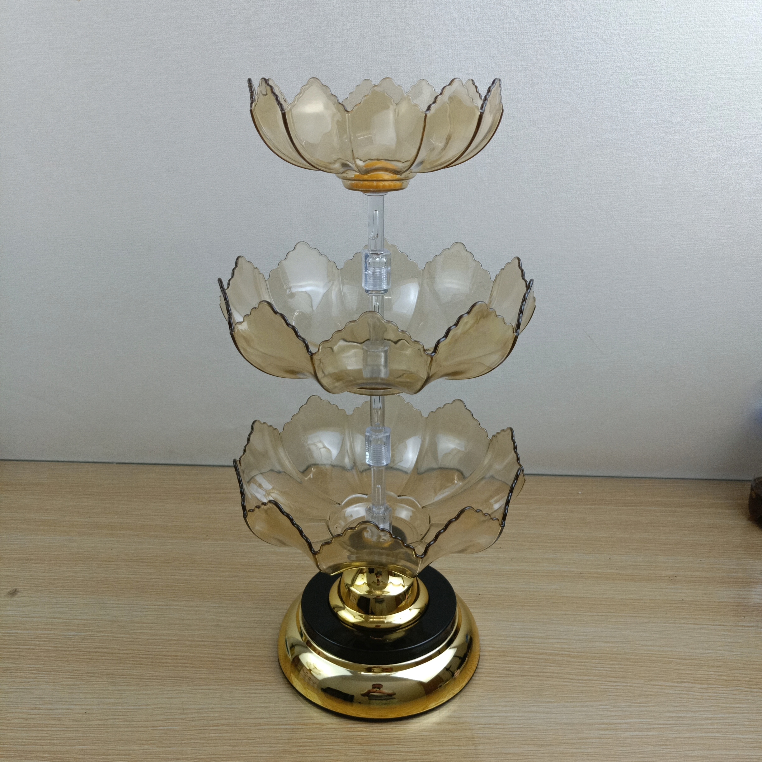 DF99654 Nordic crystal glass multi-layer fruit plate New home living room coffee table Creative snacks confectionery DF TRADINGHOUSE full figure