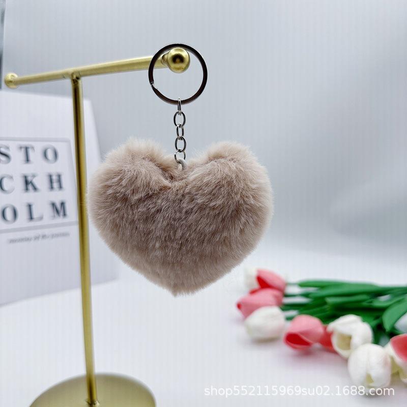 solid color peach heart lovely key buckle handbag pendant plush wholesale red pink peach heart ornaments small gifts wholesale Specification drawing