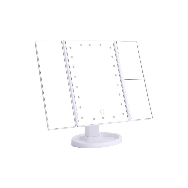 LED台式化妆镜可调节智能梳妆镜桌面镜带灯学生补光镜美妆宿舍镜三折镜详情图7