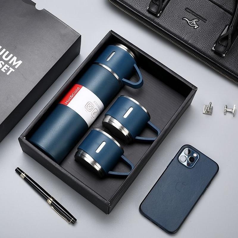 one cup three lid suit flask thermos cup foreign trade popular style water cup gift wholesale company advertising silk screen logo details Picture