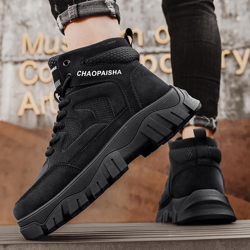 men's shoes autumn and winter new mid-top platform outdoor work shoes non-slip wear-resistant casual sports men high-top martin boots Item Picture