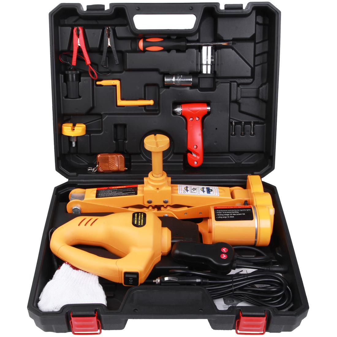 factory direct sales 12v car electrical jack electric wrench set car horizontal scissor full figure