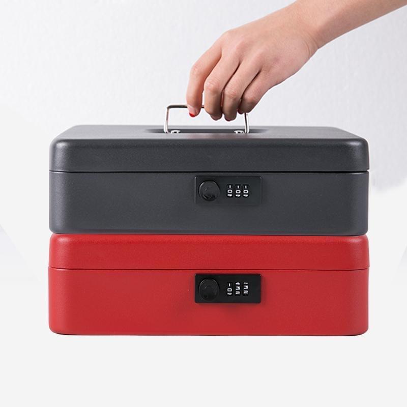 plastic password lock cash register large storage small storage lock box iron box with storage box money box lock metal box details Picture