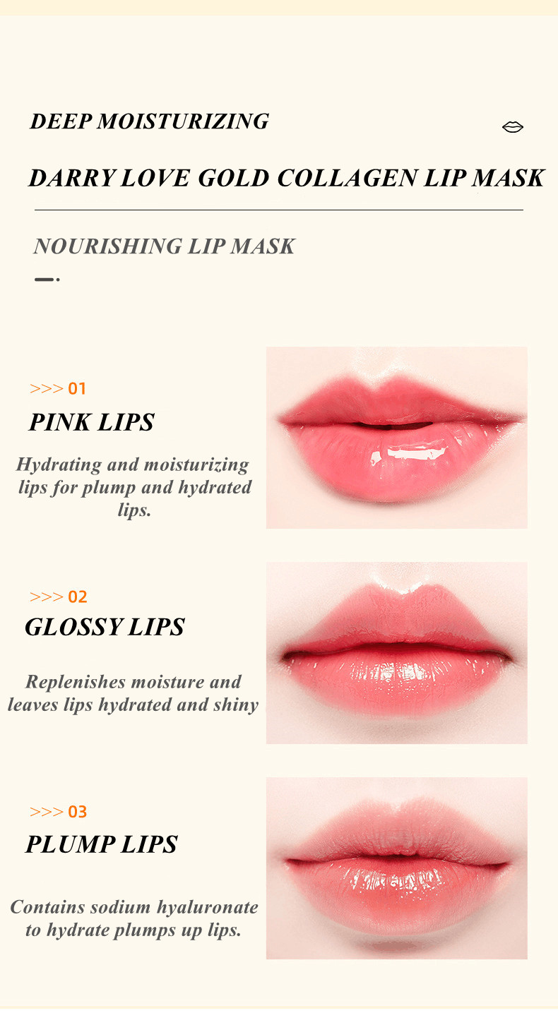 Cross-border best-selling factory direct sales, customizable gold collagen crystal lip mask, moisturizing, hydrating and repairing lip skin pic 8