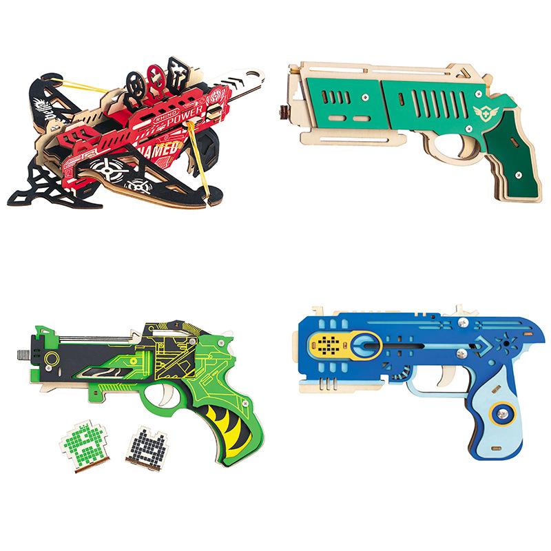 new laser board wooden assembly catapult children's rubber band toy children's military educational model toy wholesale full figure