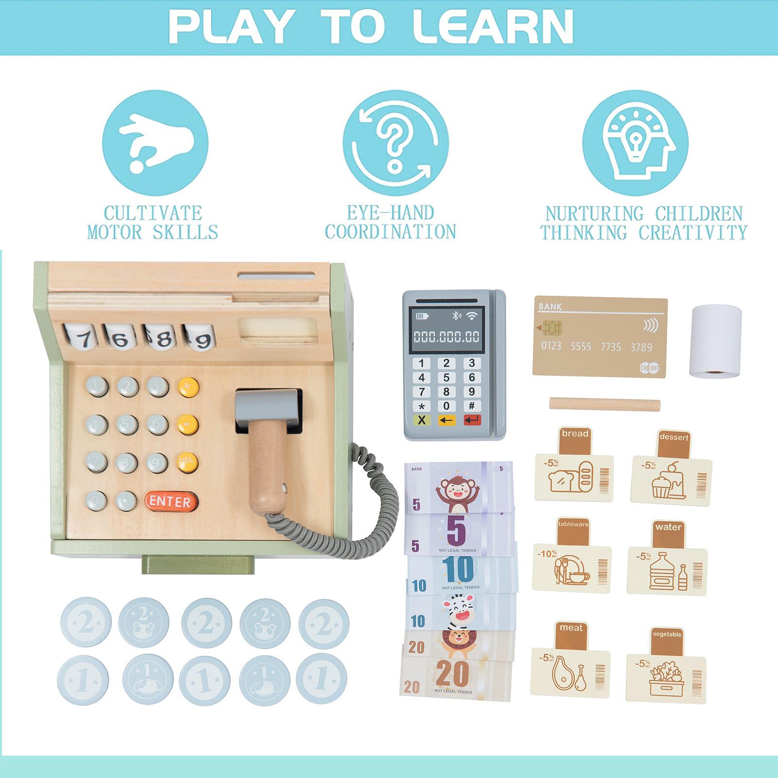 children's early education educational simulation play house cash register supermarket shopping selling boys and girls cash register wooden toys Application Scenario