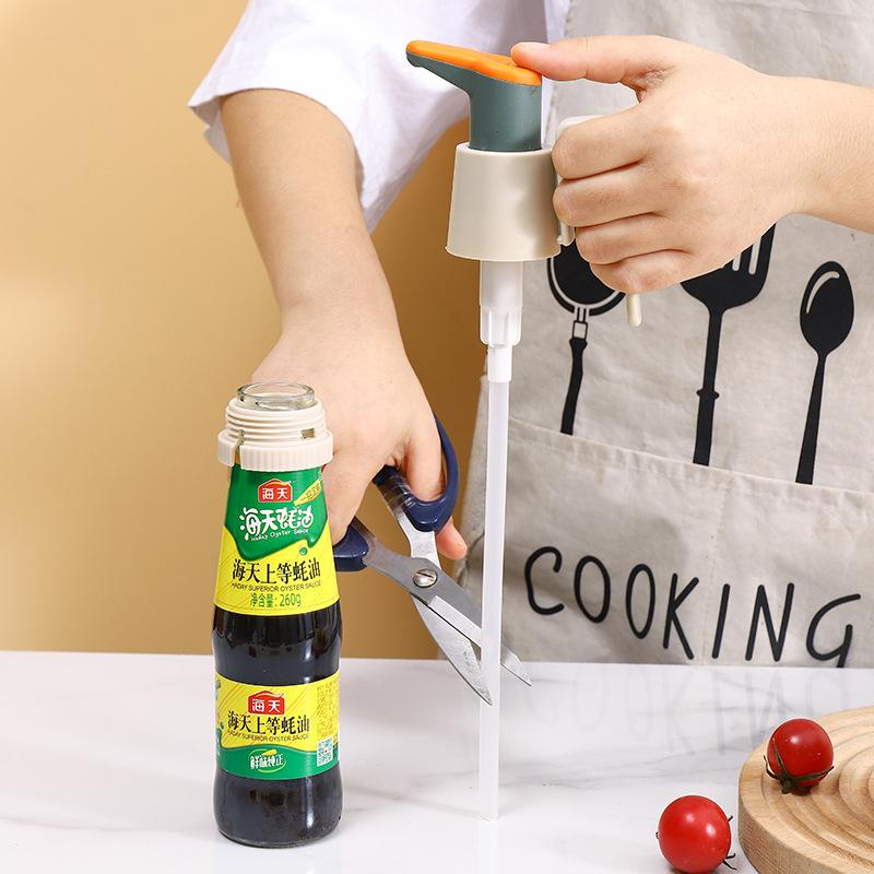 Oyster Sauce Bottle Nozzle Pump Head Squeezing Machine Household Kitchen Quantitative Fuel Consumption Press Type Oyster Sauce Bottle Head Press Nozzle Nozzle Artifact Application Scenario
