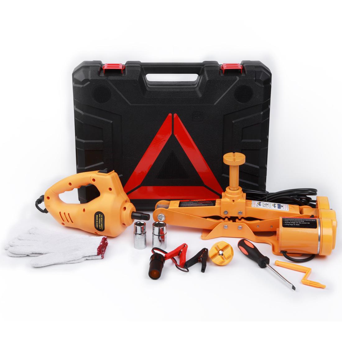 factory direct sales 12v car electrical jack electric wrench set car horizontal scissor details Picture