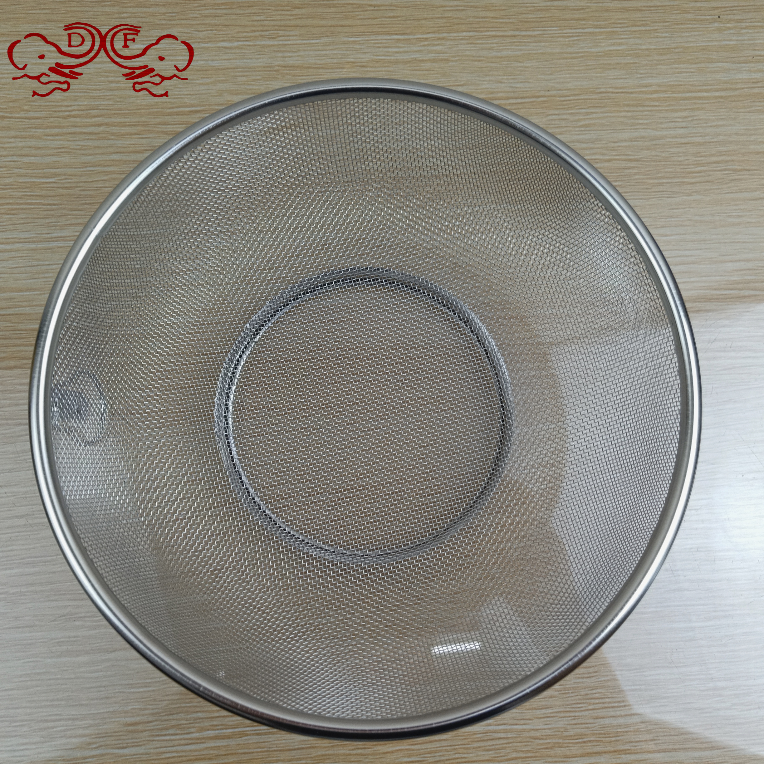 DF68852 stainless steel draining basket, draining basin, leaky basin, vegetable washing basin, fruit basket, kitchen fine-hole rice-washing basin, mesh sieve, DF TRADINGHOUSE Item Picture