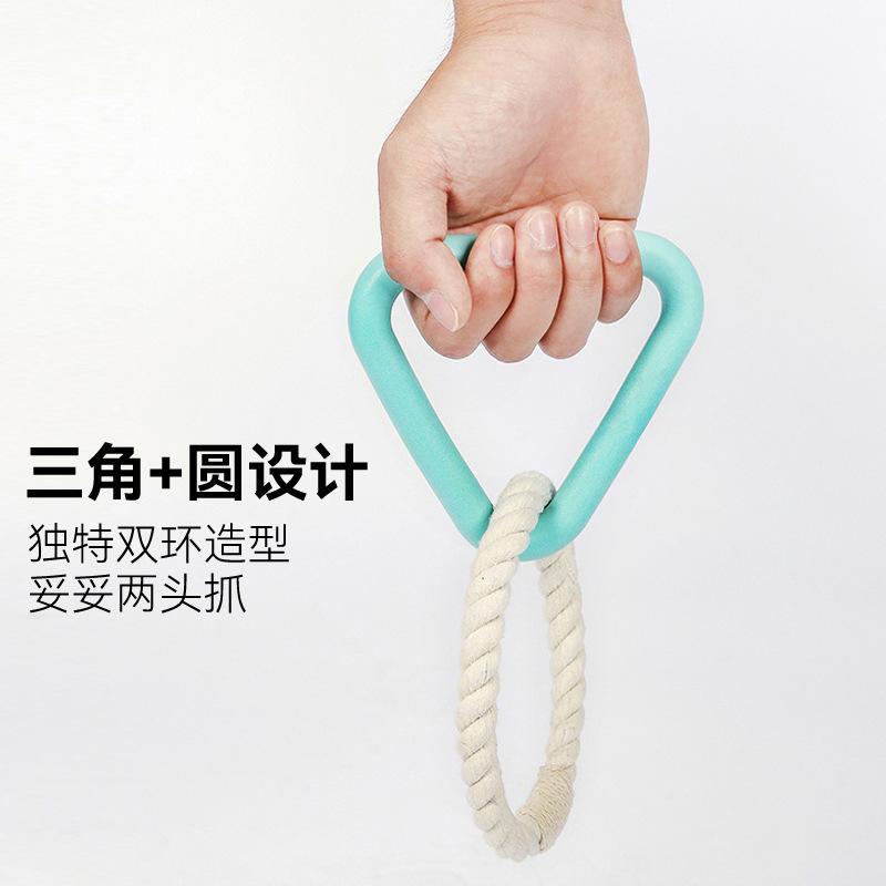 Dog Toy Bite-Resistant Rubber Molar Pull Ring Triangle Cotton String Woven Pet Toy Tug-of-War Interactive Dog Supplies Specification drawing