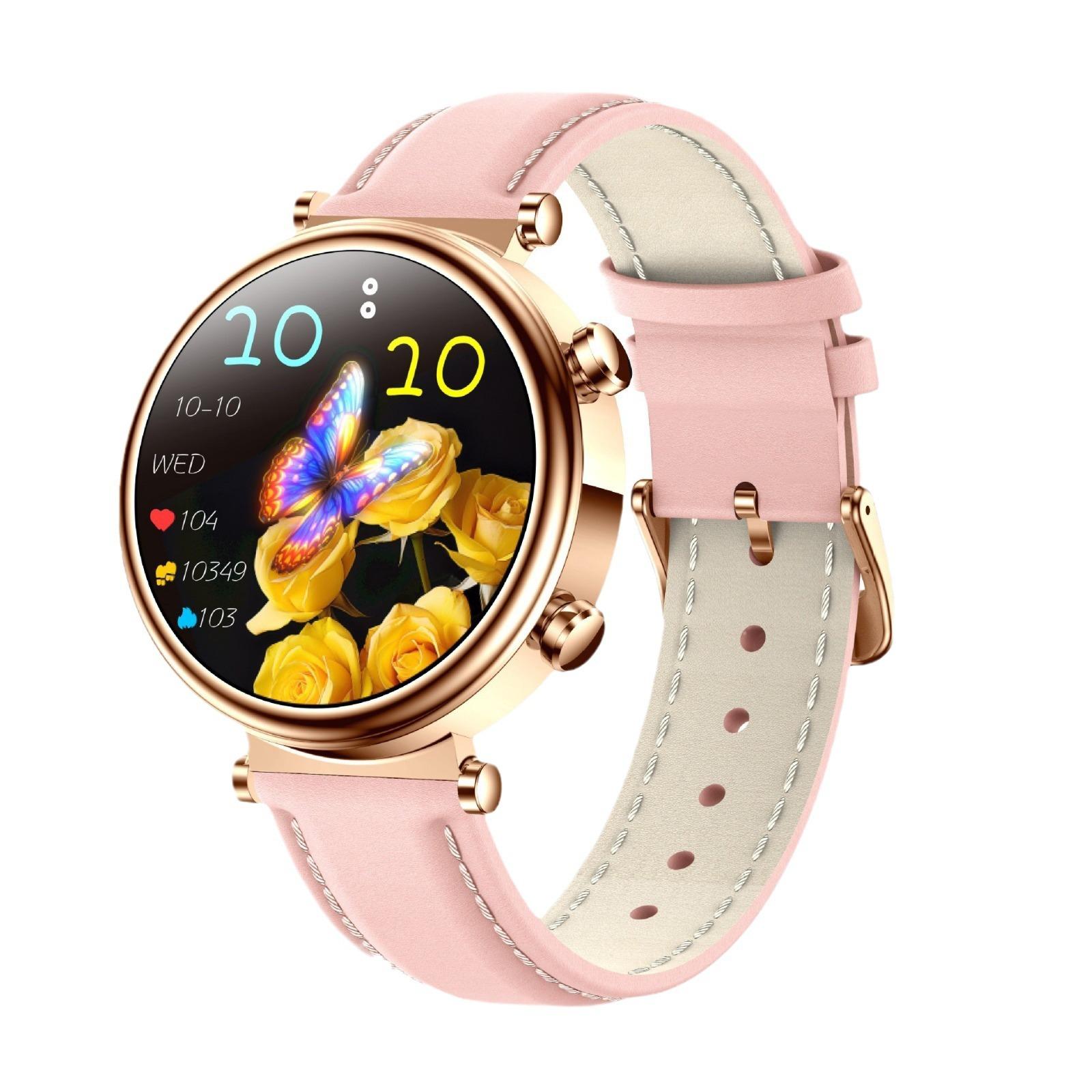 t86 women's smart watch 1.27 hd round screen bluetooth call heart rate sports health monitoring waterproof Item Picture