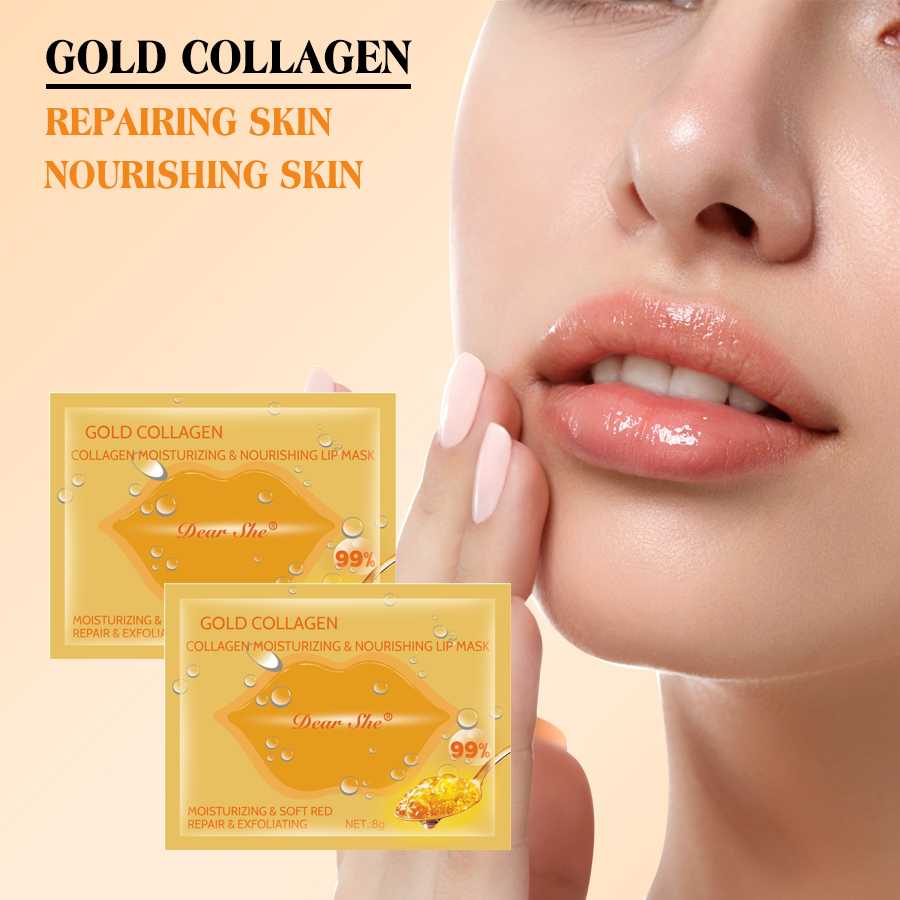 Cross-border best-selling factory direct sales, customizable gold collagen crystal lip mask, moisturizing, hydrating and repairing lip skin