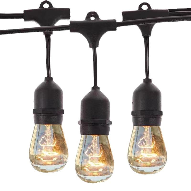 Outdoor Waterproof Socket Cable Outdoor Courtyard String Christmas Lights Wedding Arrangement Decoration Chandelier Camping Lighting Chain Item Picture