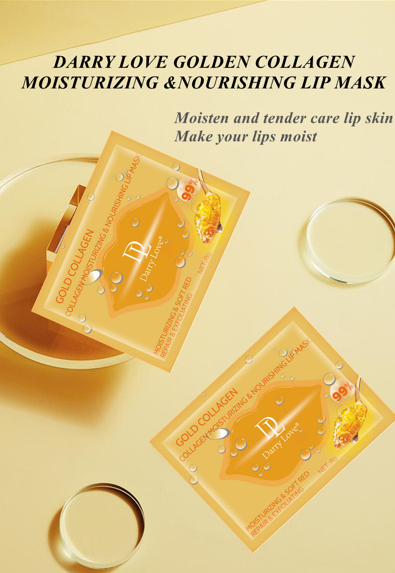 Cross-border best-selling factory direct sales, customizable gold collagen crystal lip mask, moisturizing, hydrating and repairing lip skin pic 1