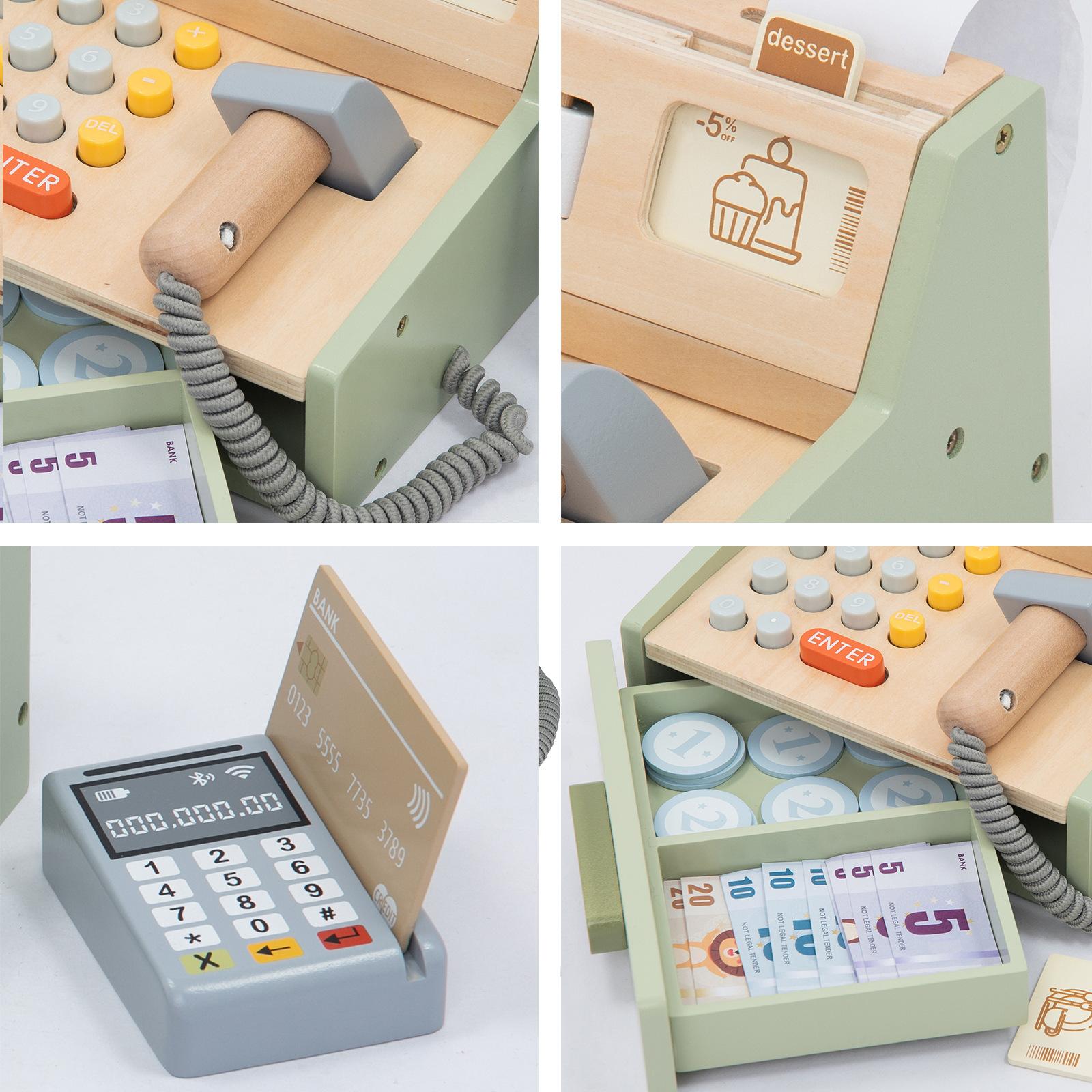 children's early education educational simulation play house cash register supermarket shopping selling boys and girls cash register wooden toys Specification drawing