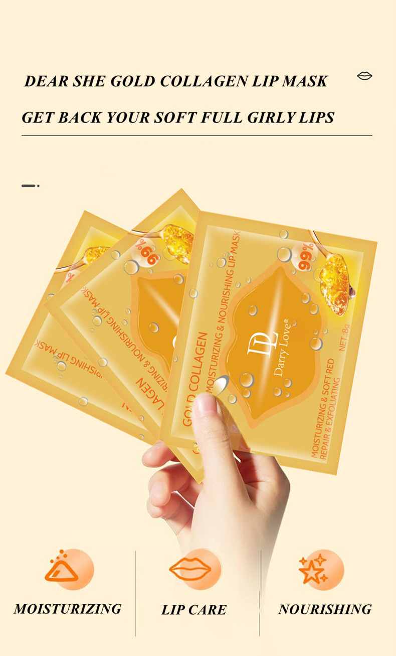 Cross-border best-selling factory direct sales, customizable gold collagen crystal lip mask, moisturizing, hydrating and repairing lip skin pic 4
