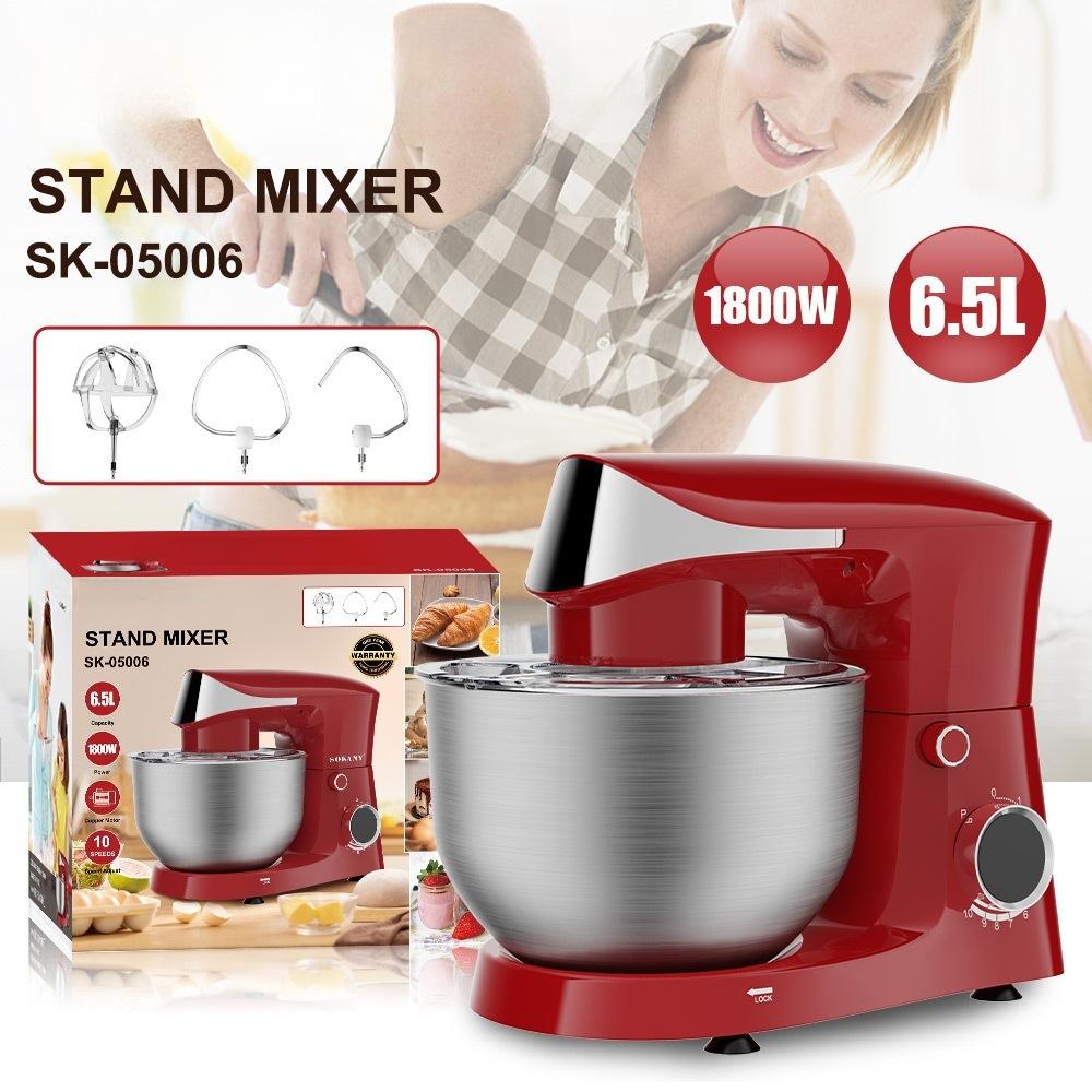export sokany05006 dough mixer multi-functional 6.5l stainless steel stand mixer egg mixer flour-mixing machine
