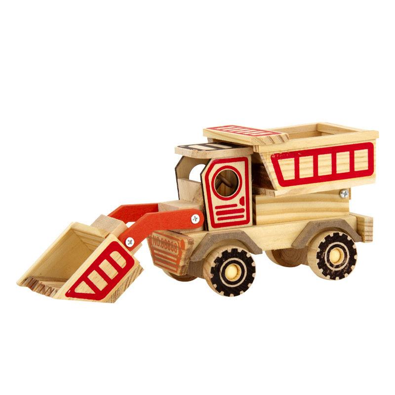 new dumptruck hand push wooden model toy forklift storage car toy car decoration factory wholesale Item Picture
