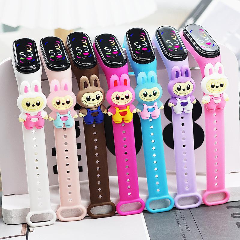 new trend cartoon labubu doll led electronic watch cute children's watch sports waterproof electronic watch