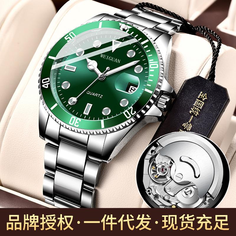 one piece dropshipping green submariner watch men's automatic mechanical watch luminous calendar waterproof factory direct sales tiktok