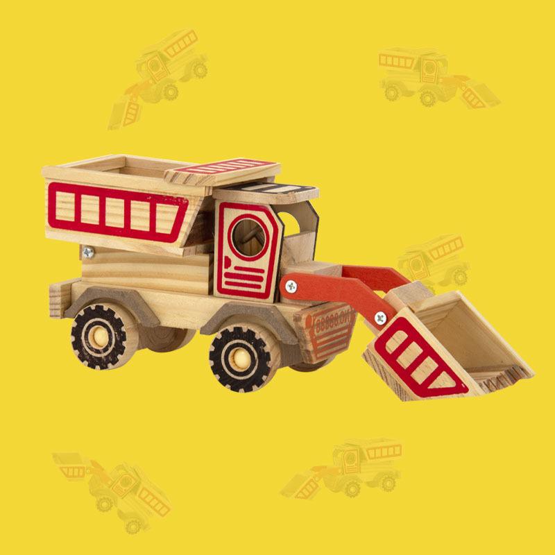 new dumptruck hand push wooden model toy forklift storage car toy car decoration factory wholesale details Picture