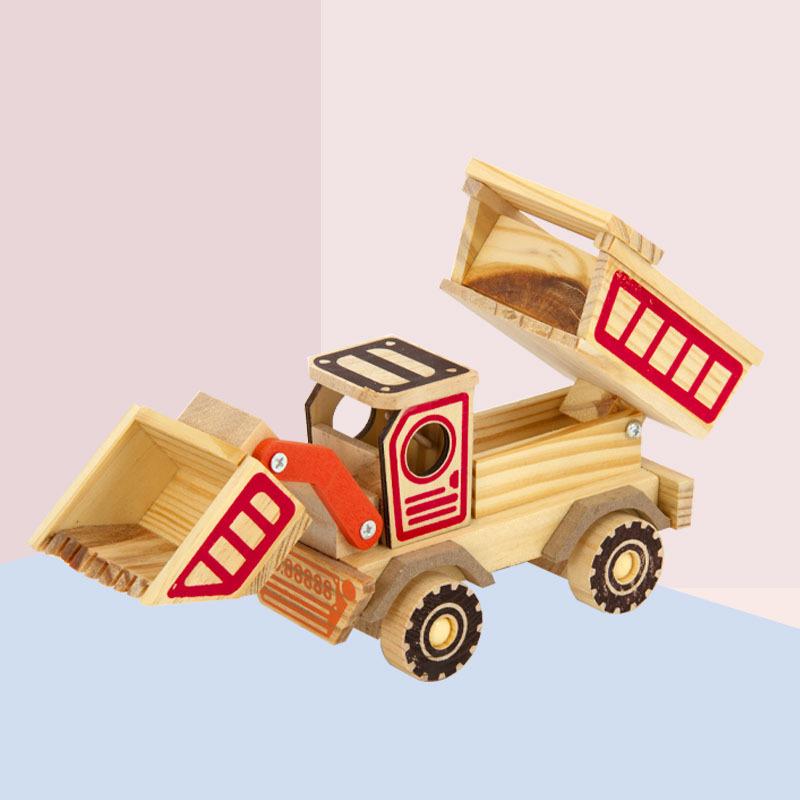 new dumptruck hand push wooden model toy forklift storage car toy car decoration factory wholesale Specification drawing