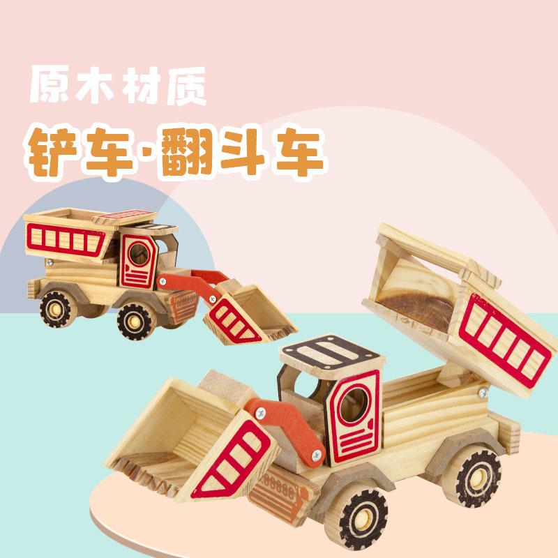 new dumptruck hand push wooden model toy forklift storage car toy car decoration factory wholesale full figure