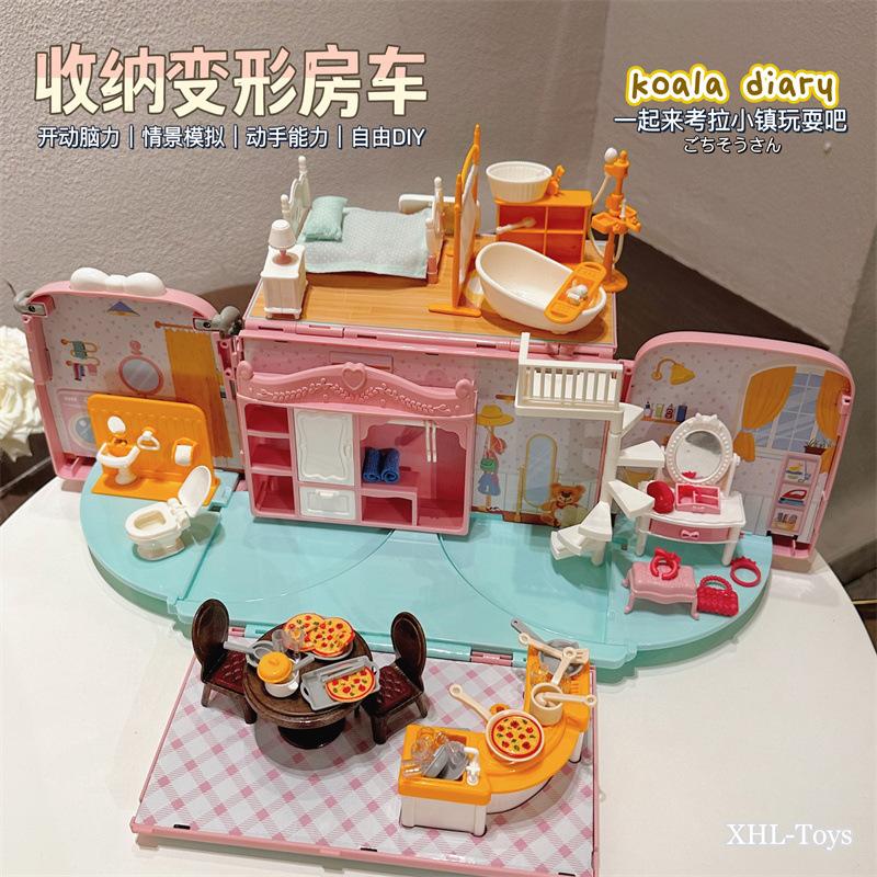 kaola diary rv play house storage deformation bus villa doll house car model toy girl gift details Picture